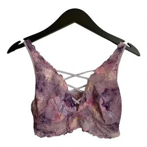 Victoria Secret PINK Lace Bralette Large in Muted Floral Colors Bra festival